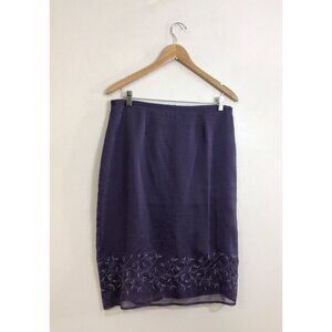 Express Purple Skirt Y2K Whimsigoth Floral Embroidered Womens 14